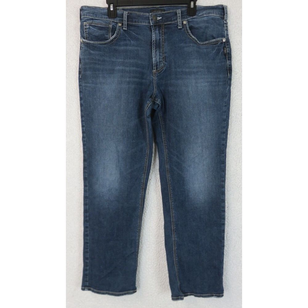Mens SILVER Grayson Jeans Blue Cotton Blend Stretch Denim Pants Size 38x32